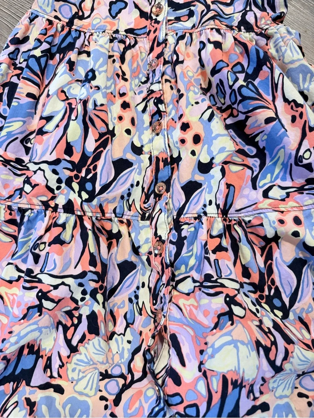 Vince Camuto Girls' Pink, Blue & Black Abstract Floral Dress